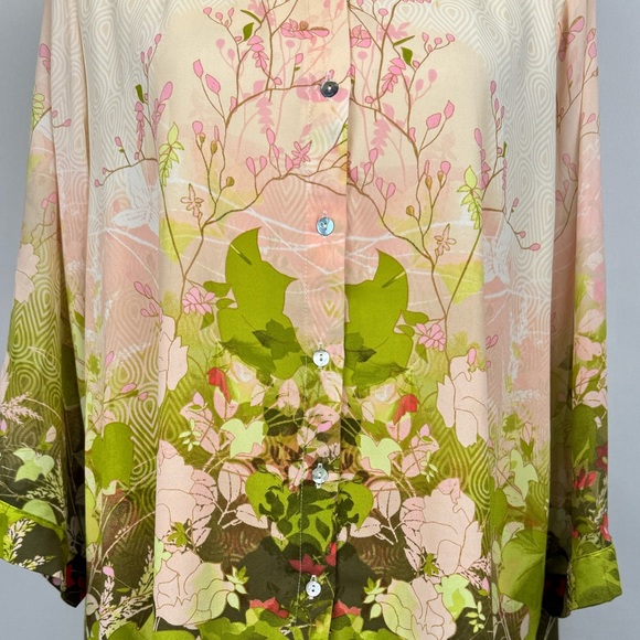 Rose & Olive Nature Inspired Women’s Button Up Tunic Blouse Lightweight Size 2X - Picture 2 of 10